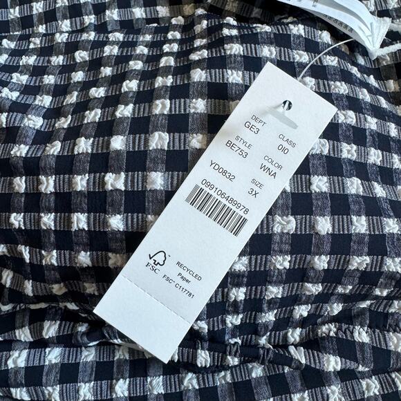 J. Crew NWT Square Neck High Waist Navy Gingham Plus Bikini Set Size 3X - Picture 6 of 9